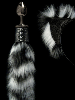 White Tiger Butt Plug Tail and Ears