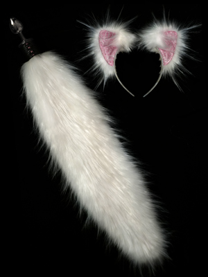 white Wolf Fox But Plug tail